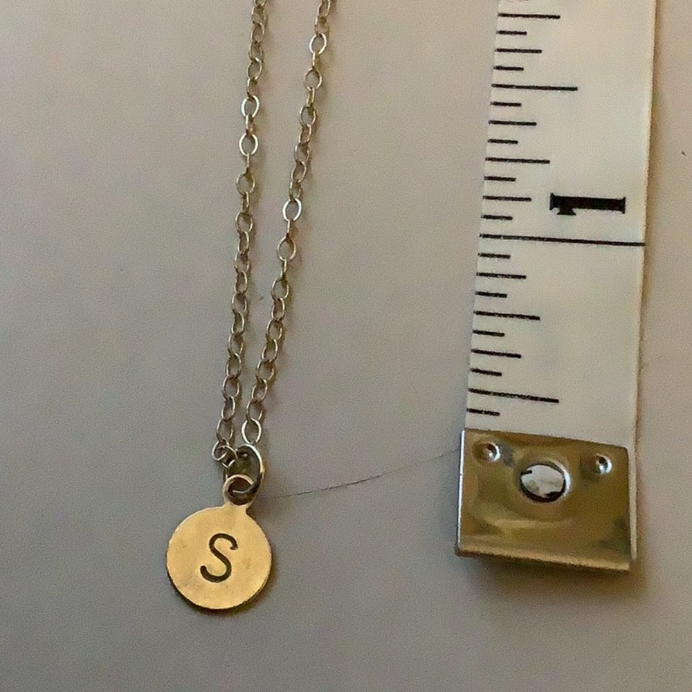 Sterling Silver 18 inch Necklace with small disc S letter